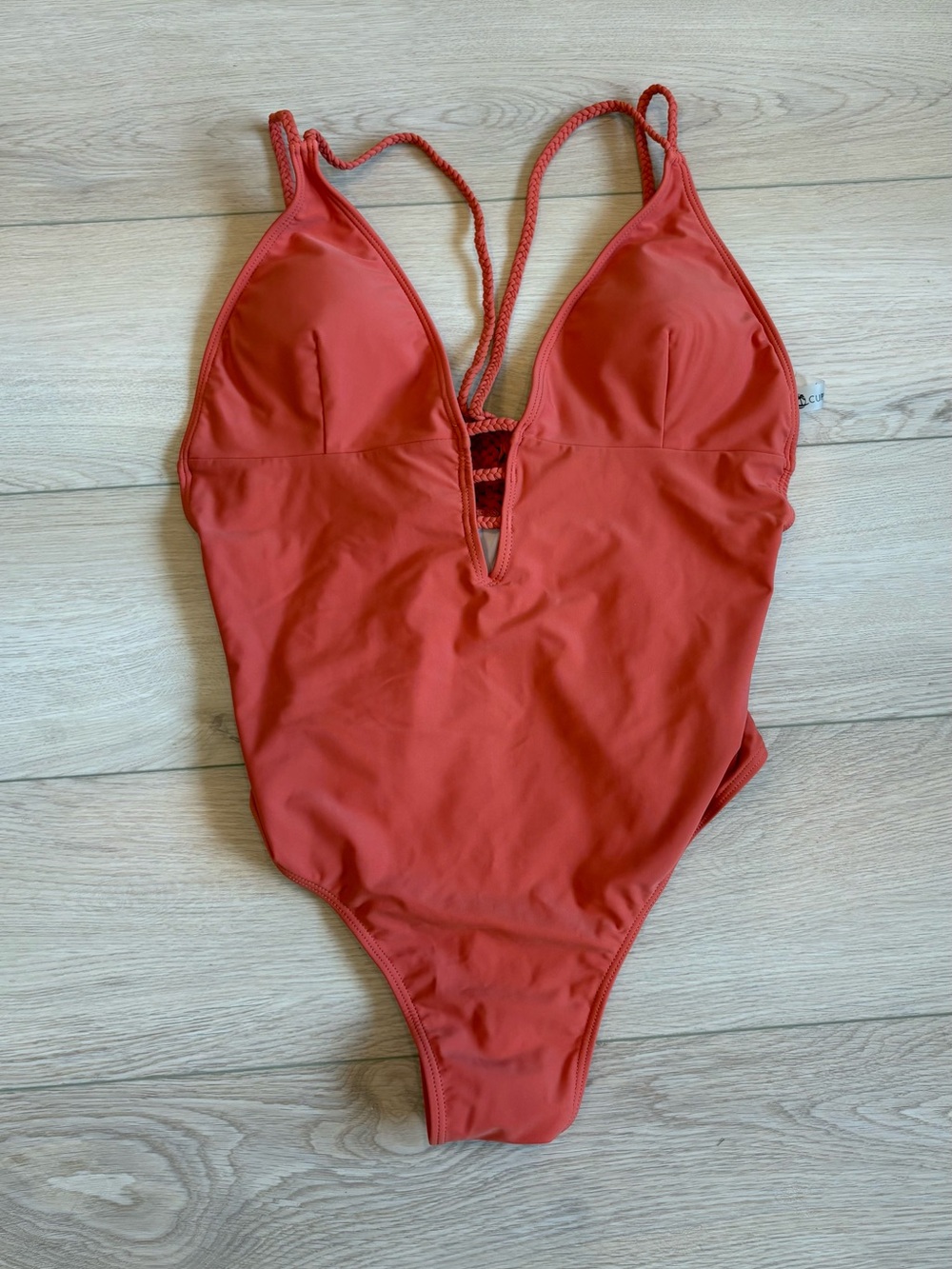 Women’s Cupshe Rust Red One-Piece Swimsuit with Plunge V-Neck